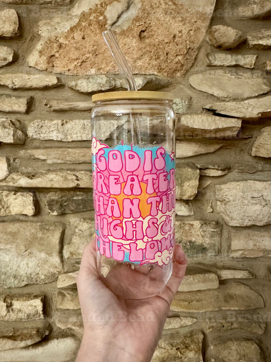 God is Greater Glass Cup